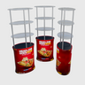 Oval Fabric Display Counter with Acrylic Triple Shelves