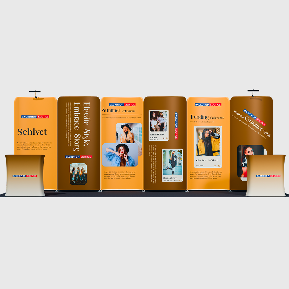 Kit espositivo con fondale dritto 20x10 con arco