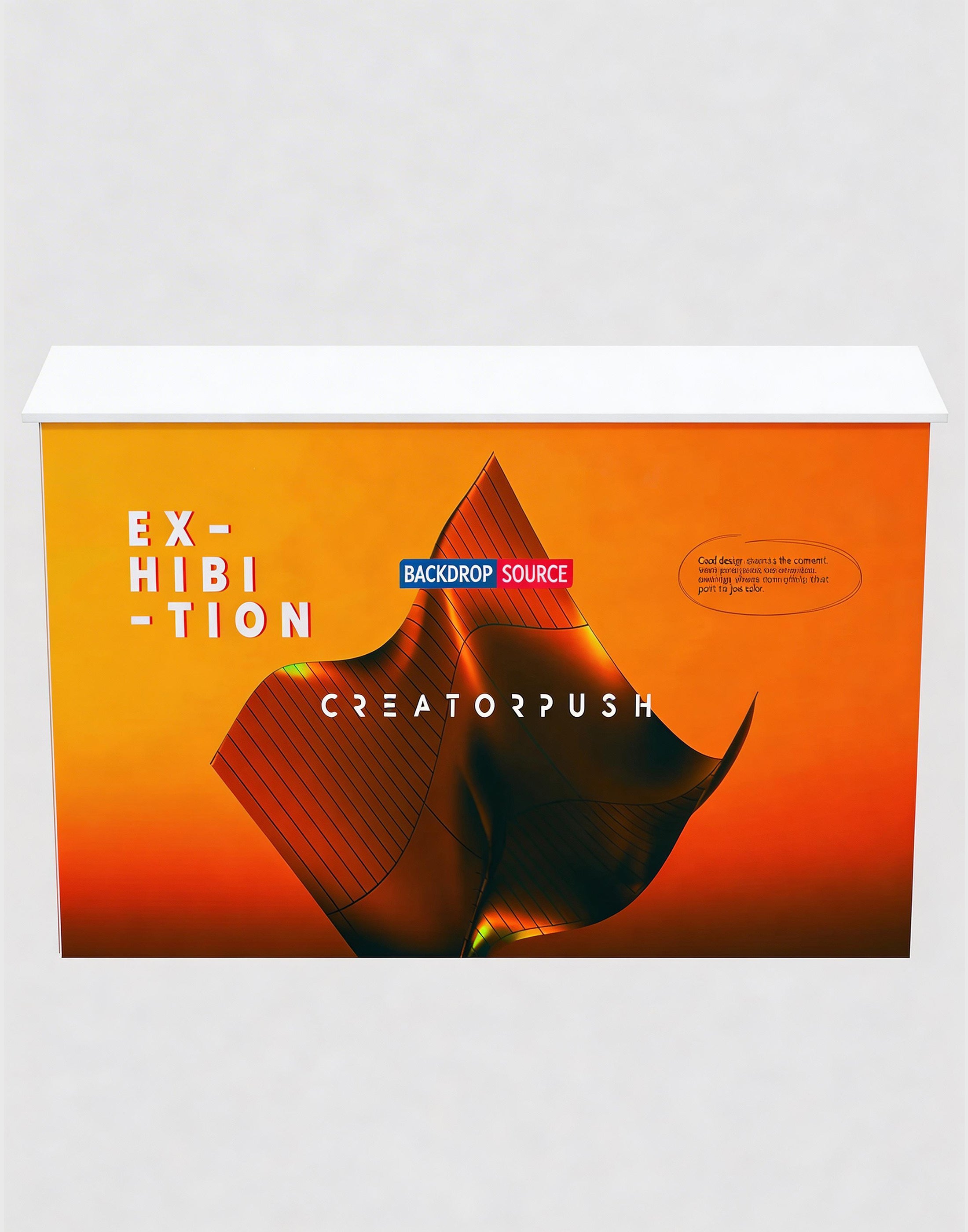 Banco espositivo pop-up in tessuto da tavolo (per esposizioni su podio e stand)