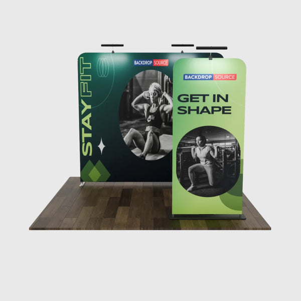 EZ Exhibit Essentials: 10x10 Booth Kit with Backwall and Banner Stand