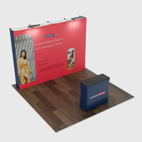 Kit de exhibición emergente recto Pro 3 en 1 de 10 pies x 10 pies con luces Illume