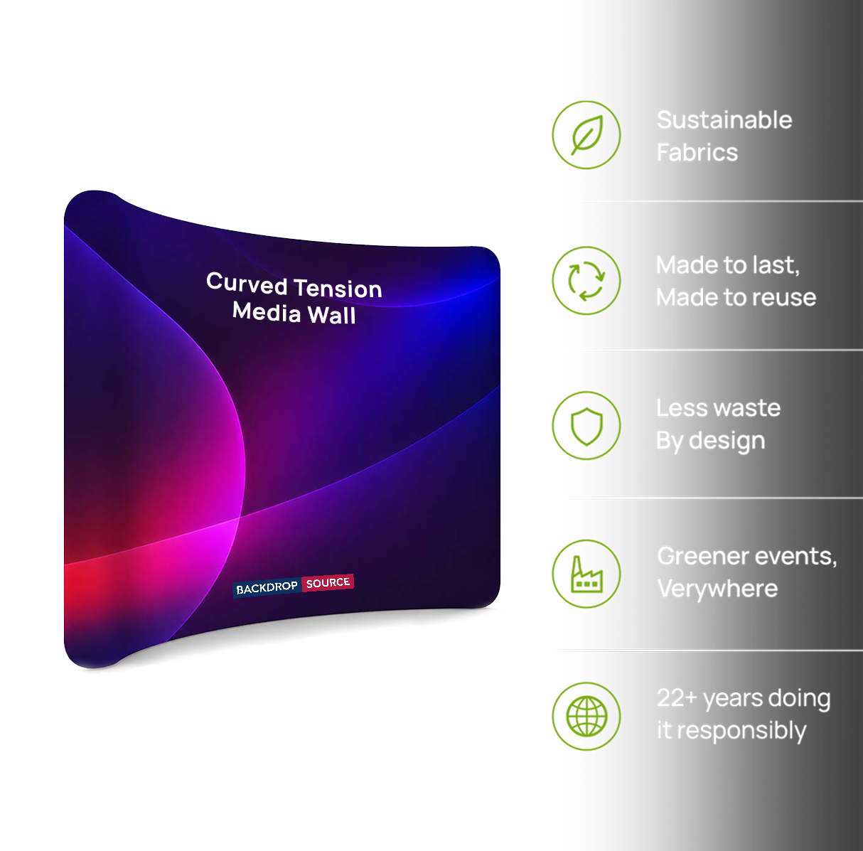 Curved Tension Fabric Portable Media Wall