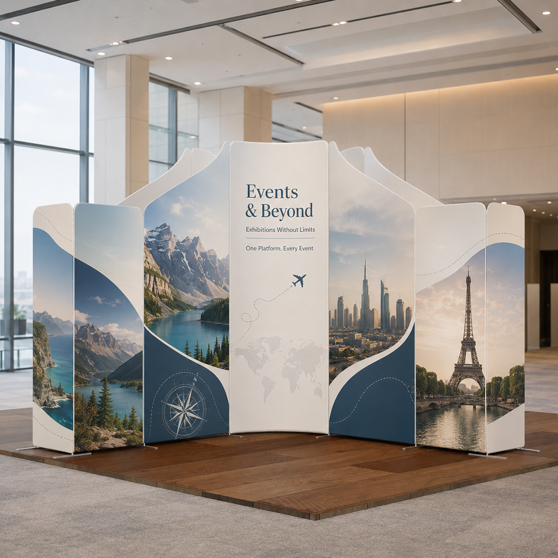 Espositore magnetico in tessuto per stand - Modello 4 (5m x 5m)