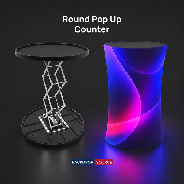Backlit Fabric Round Pop Up Counter