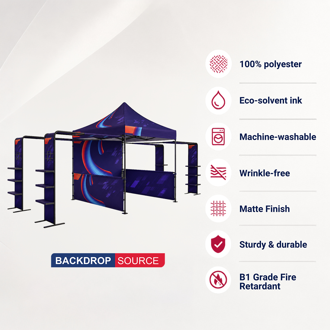 3m x 3m Fabric Canopy Kit with L-Shaped Wings & 4 TV Displays