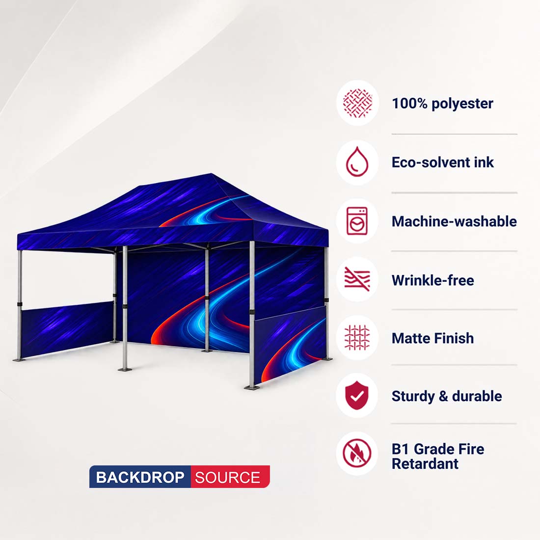 Tenda a baldacchino in tessuto resistente – (6m L x 3m H)