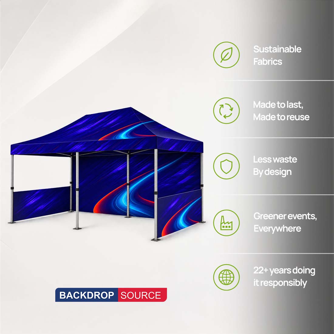 Tenda a baldacchino in tessuto resistente – (6m L x 3m H)