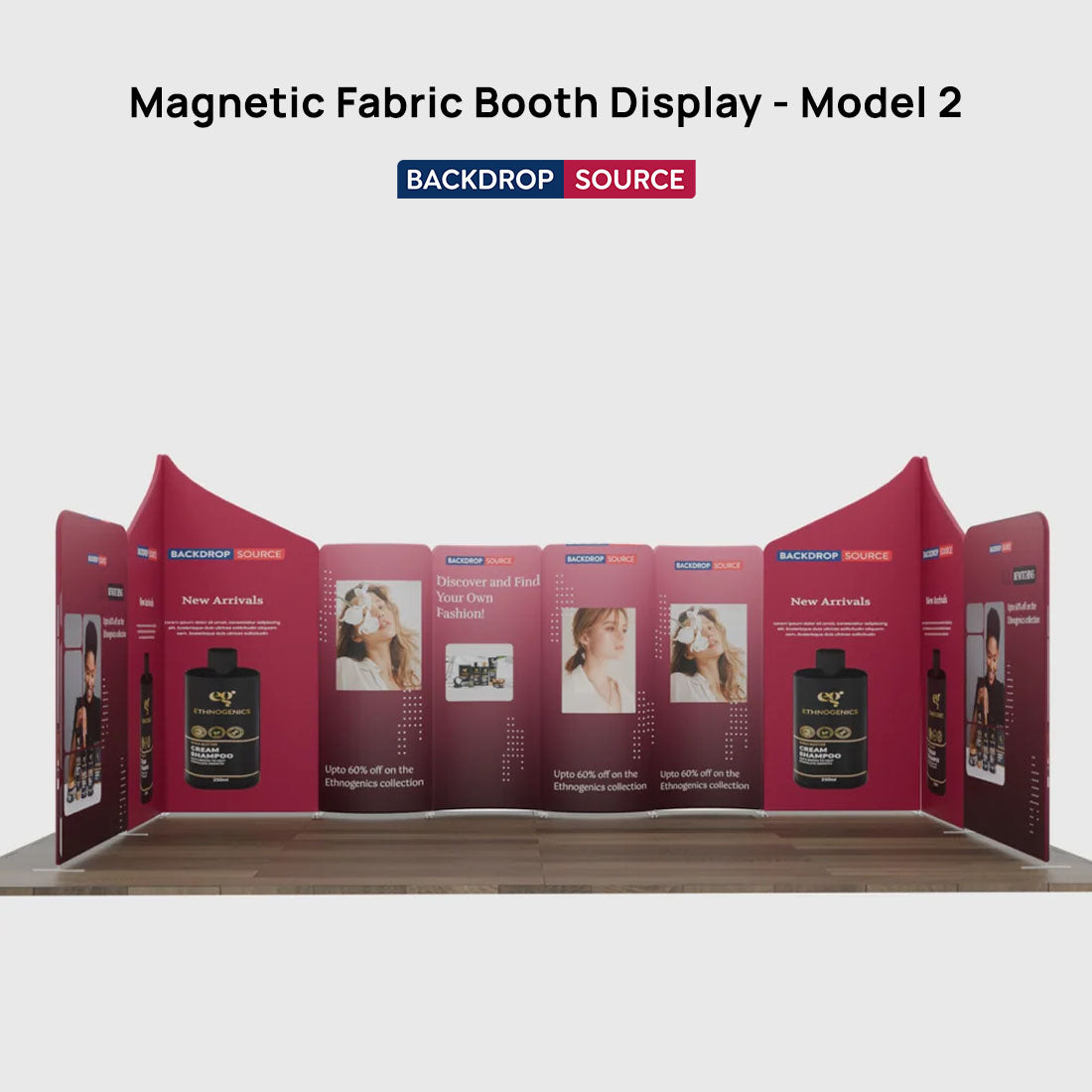 Espositore per stand in tessuto magnetico - Modello 2 (6m x 6m)