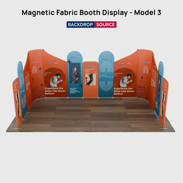 Espositore magnetico in tessuto per stand - Modello 3 (6m x 6m)