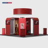 6x6m Island Booth with Circular Banner, TV Arches & 4 Counters