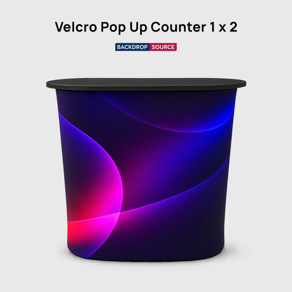 Banco espositivo pop-up in tessuto da tavolo (per esposizioni su podio e stand)