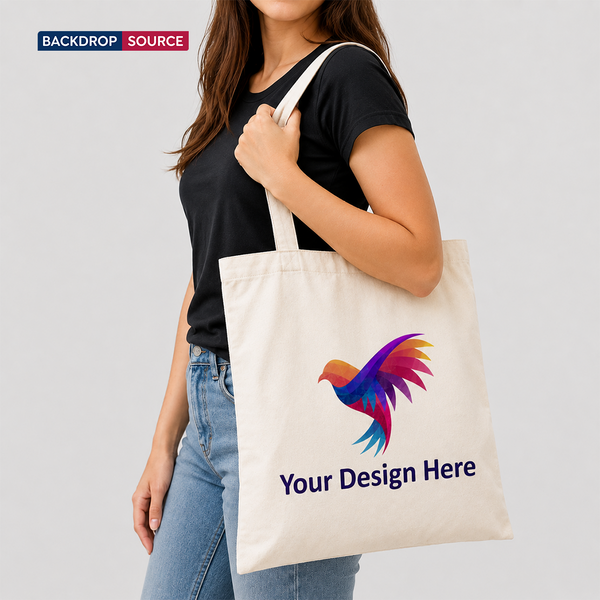 Borsa tote in tela di cotone bianca