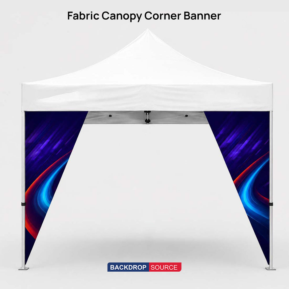 Striscione angolare in tessuto per tenda
