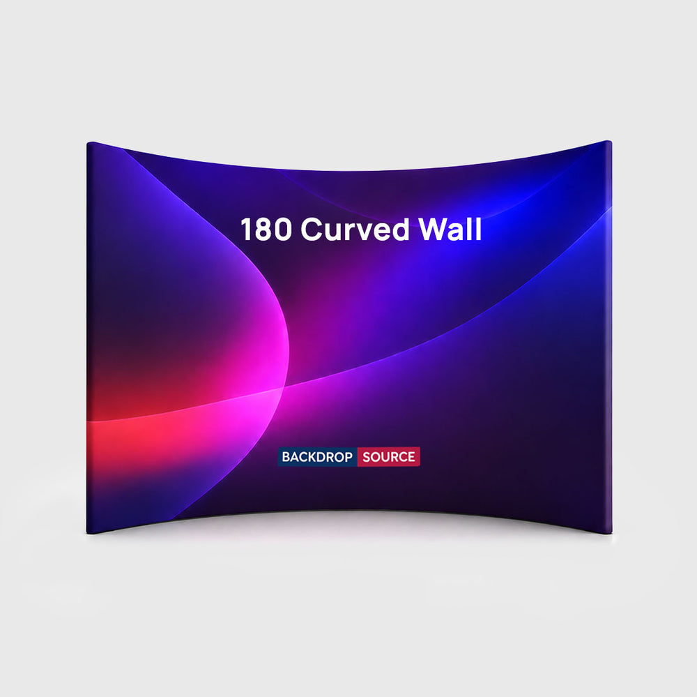 Parete per stand fieristico curva in tessuto a 180°