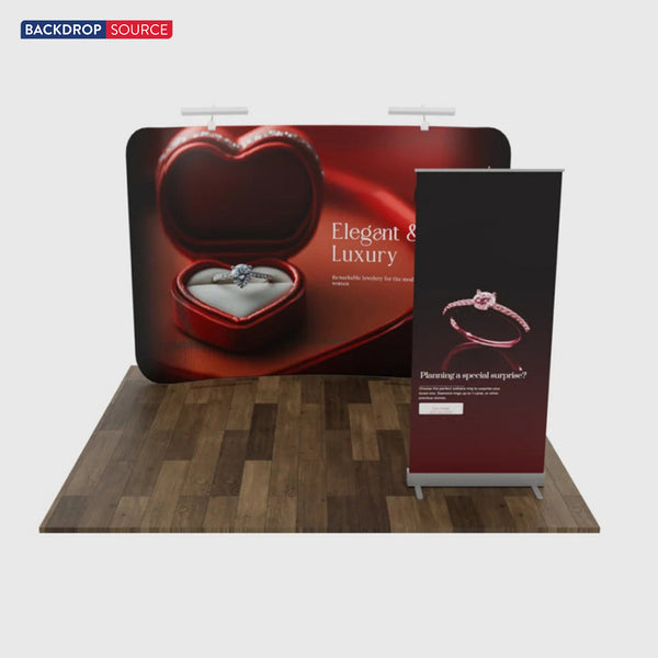 Kit stand 3m x 3m con parete posteriore e supporto per banner roll-up