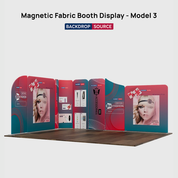 Espositore fieristico magnetico in tessuto - Modello 3 (5m x 4m)