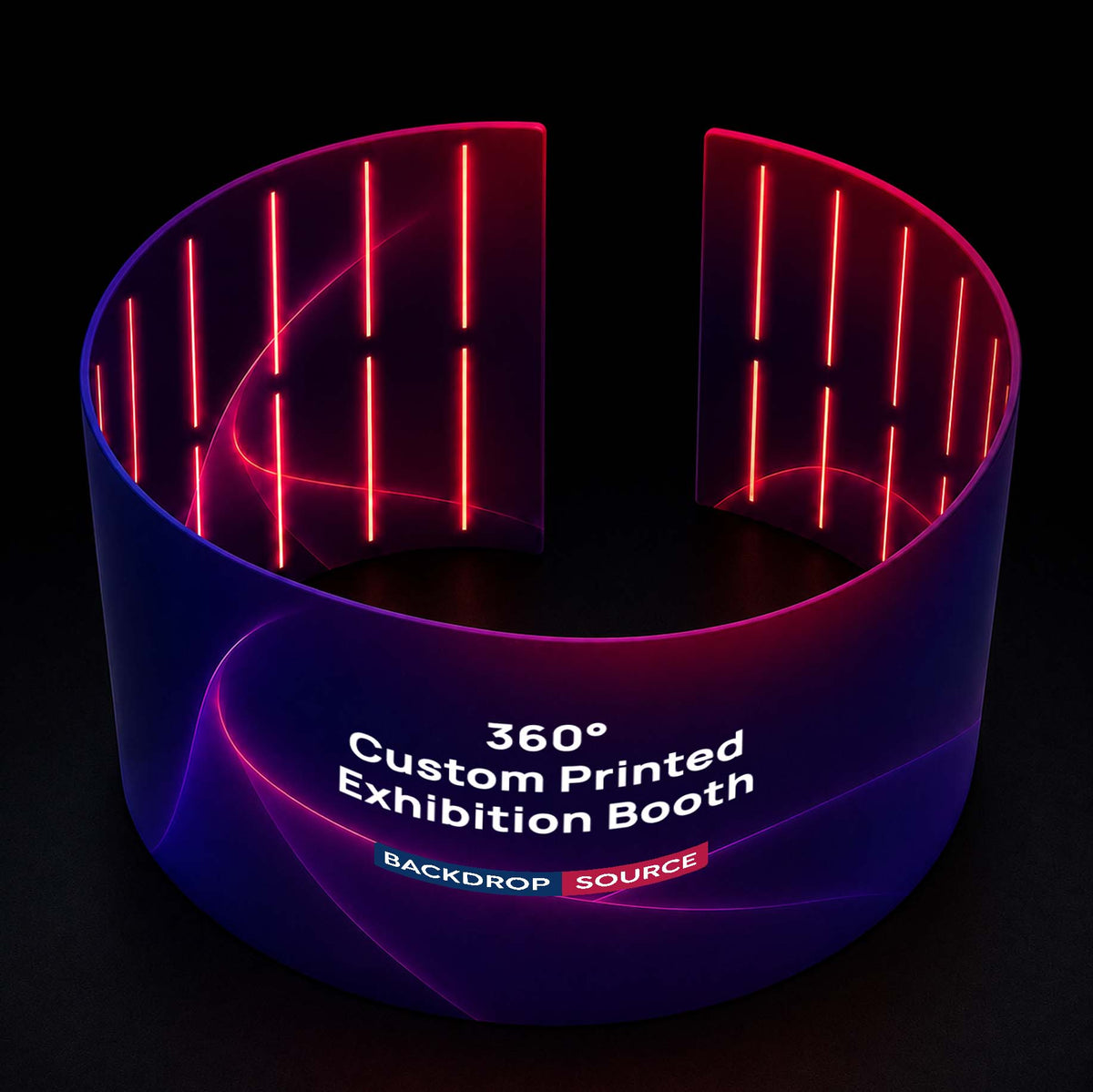 Stand espositivo personalizzato stampato a 360° con luci LED