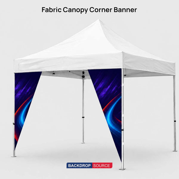 Striscione angolare in tessuto per tenda