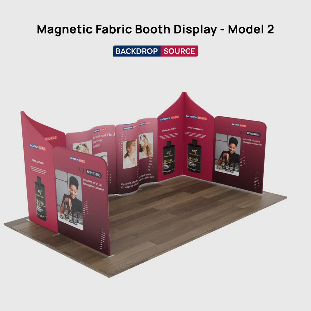 Espositore per stand in tessuto magnetico - Modello 2 (6m x 6m)