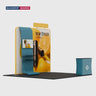 3x3m Booth Kit with Straight Wall, Waterfall TV Shelf & Counter