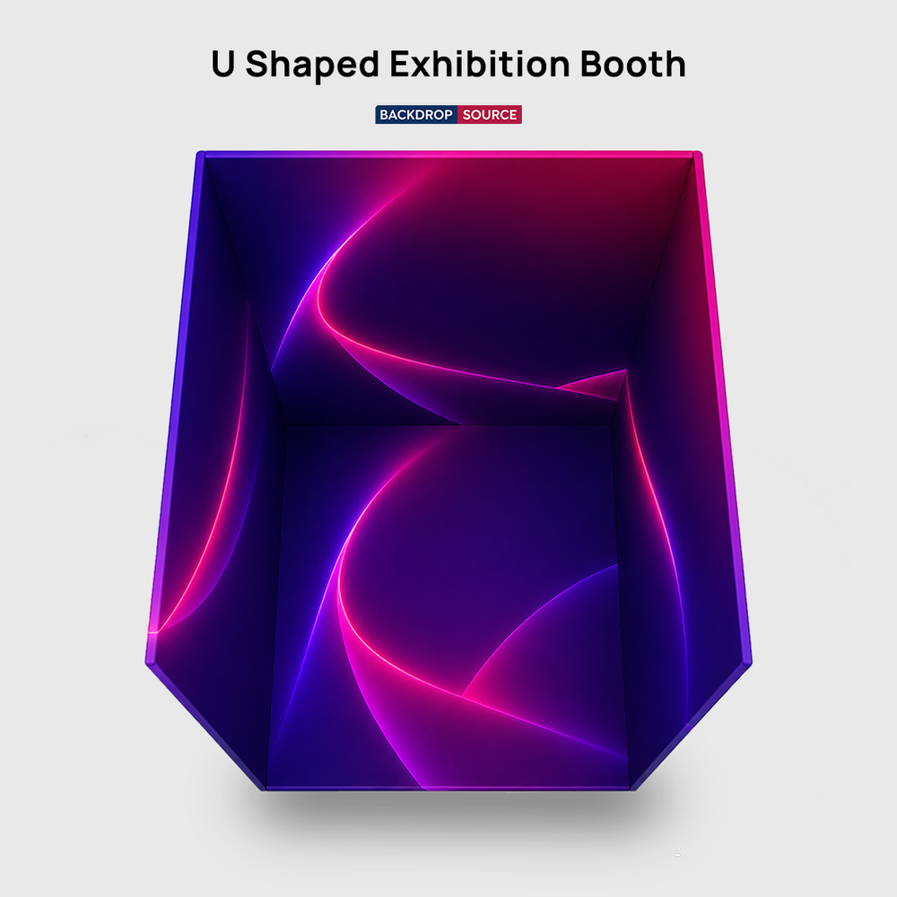 Sfondo per stand a forma di U in tessuto a tensione personalizzato