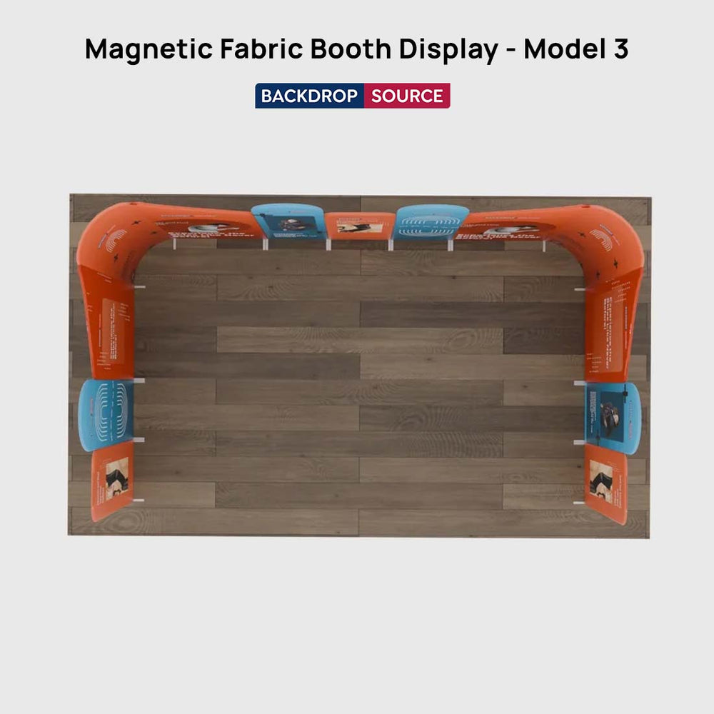 Espositore magnetico in tessuto per stand - Modello 3 (6m x 6m)