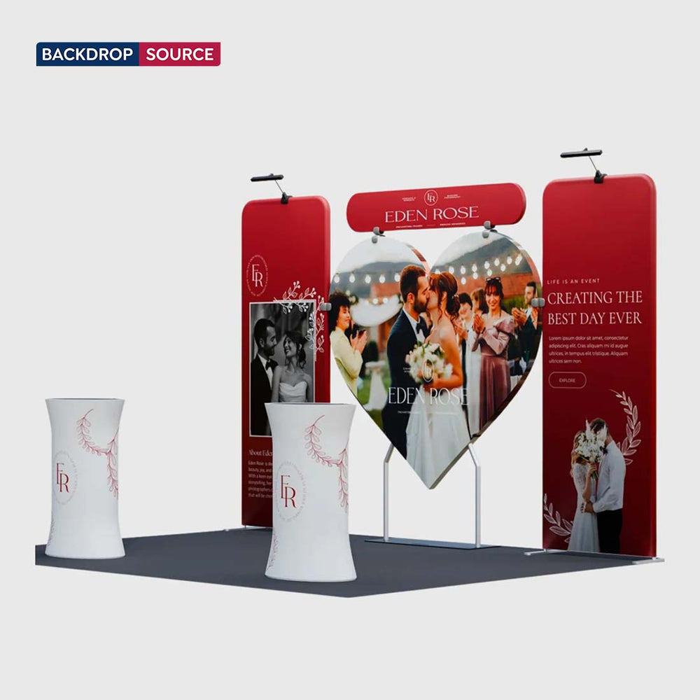 3x3m Booth Kit with Heart-Shape Backdrop & 2 Oval Counters