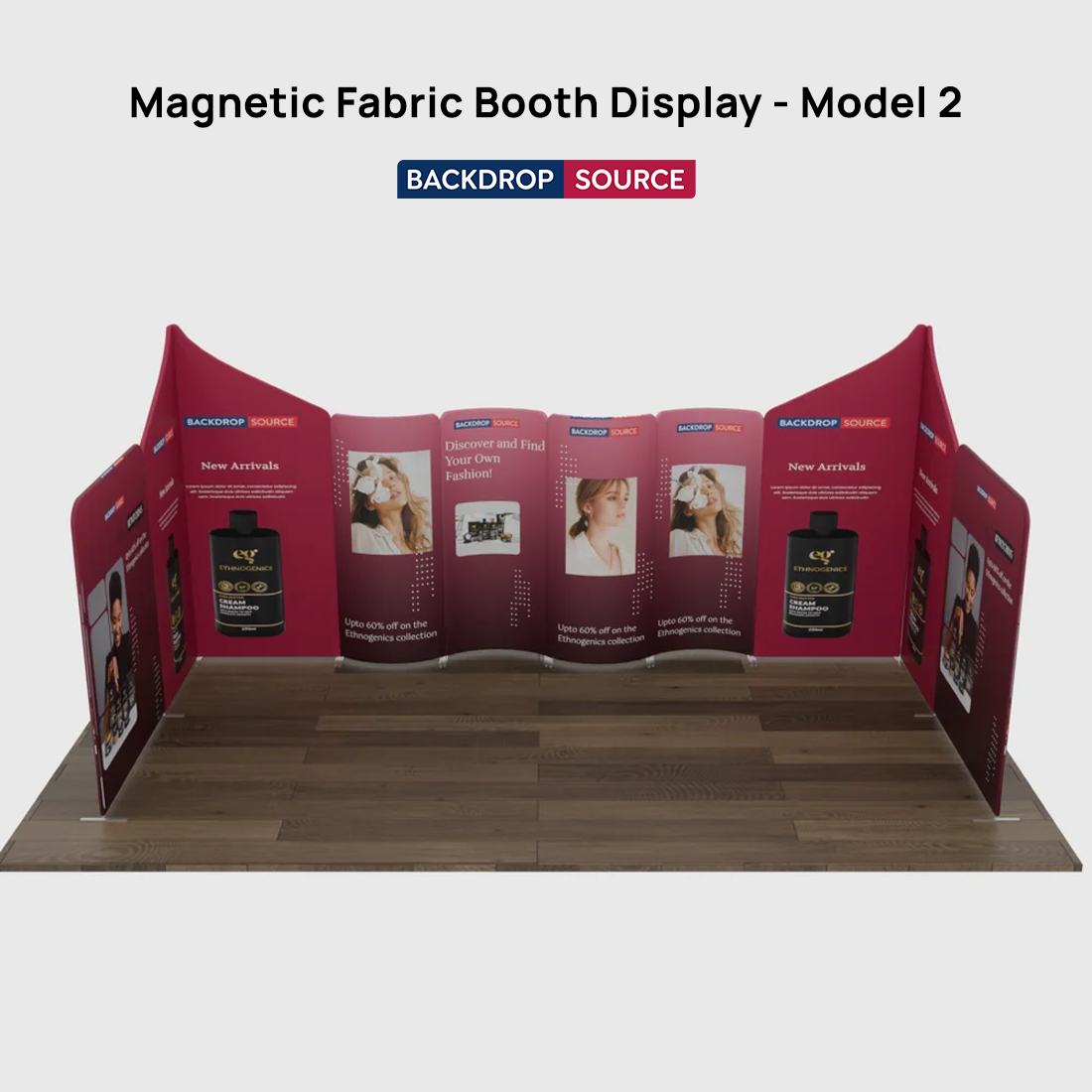 Espositore per stand in tessuto magnetico - Modello 2 (6m x 6m)
