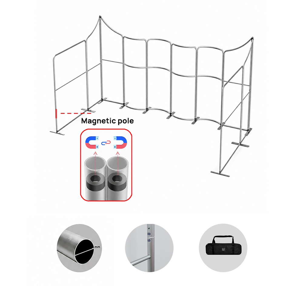 Espositore per stand in tessuto magnetico - Modello 2 (6m x 6m)