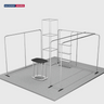 6x6m Booth Kit with Tension Walls, Cubic Tower & TV Arch