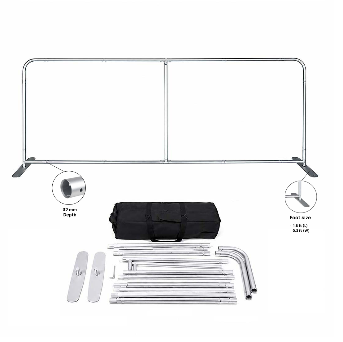 Small Portable Straight Fabric Backdrop - 10ft W x 3ft H