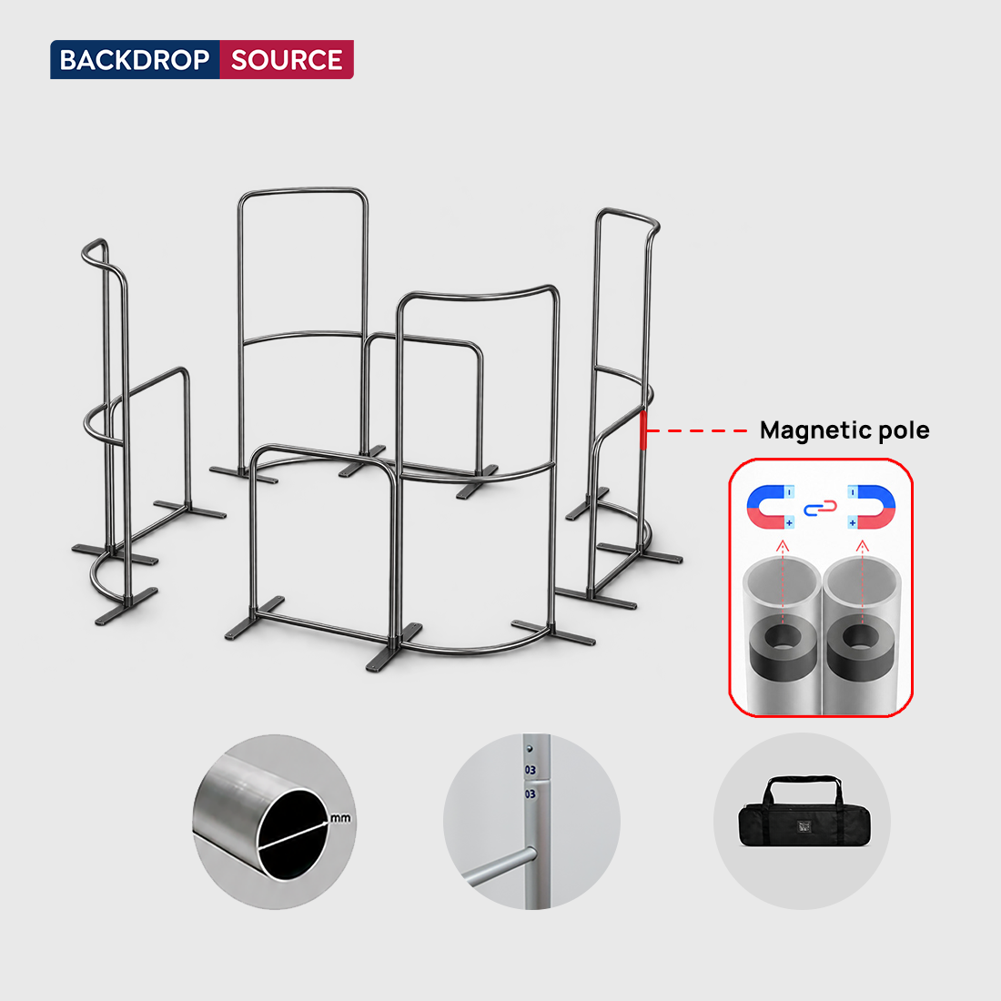 Espositore da stand in tessuto magnetico - Modello 1 (4m x 3m)