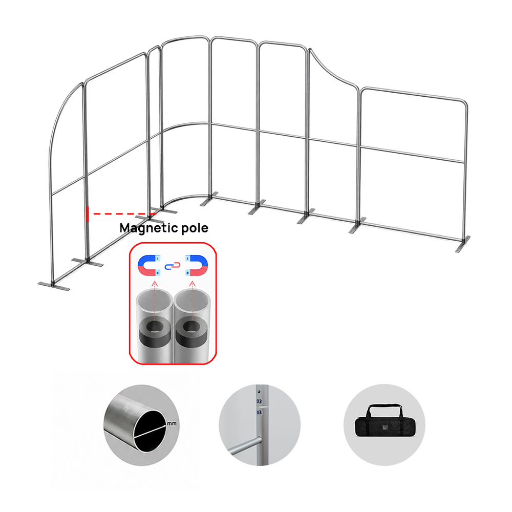 Espositore fieristico magnetico in tessuto - Modello 3 (5m x 4m)