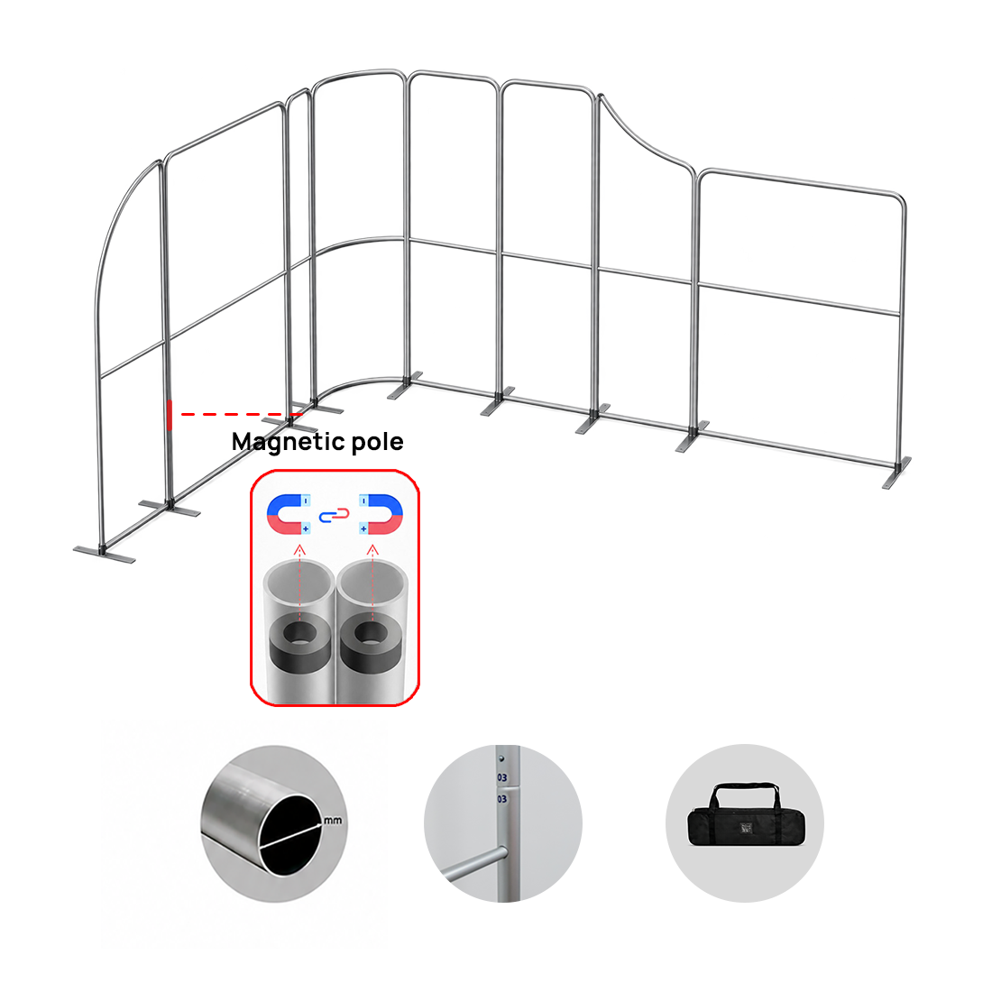 Espositore fieristico magnetico in tessuto - Modello 3 (5m x 4m)