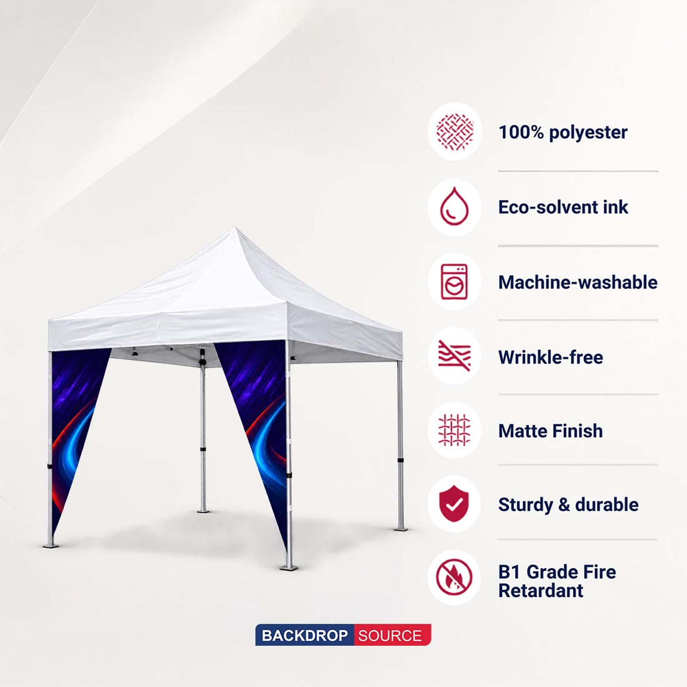 Striscione angolare in tessuto per tenda