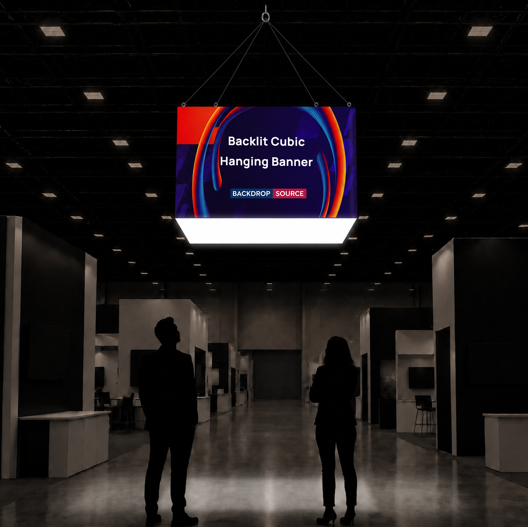 Banner sospeso cubico retroilluminato