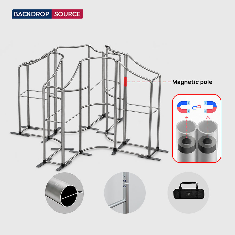 Espositore fieristico magnetico in tessuto - Modello 4 (4m x 4m)