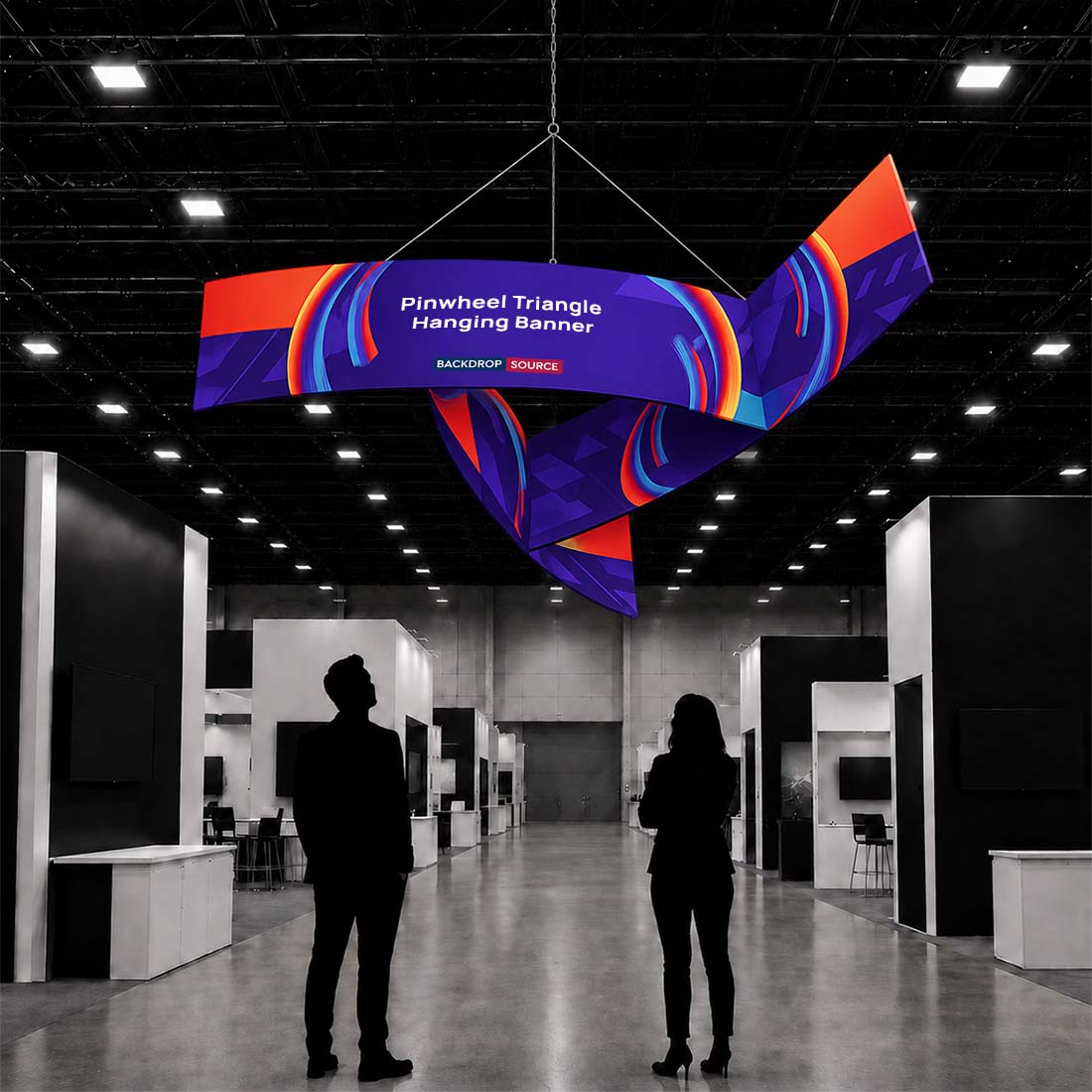 Banner appeso a forma di triangolo con girandola Sky Tube