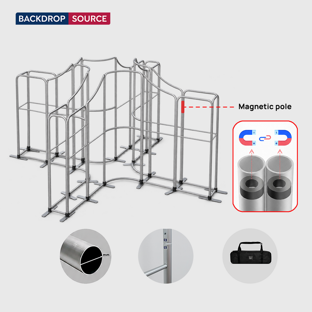 Espositore magnetico in tessuto per stand - Modello 4 (5m x 5m)