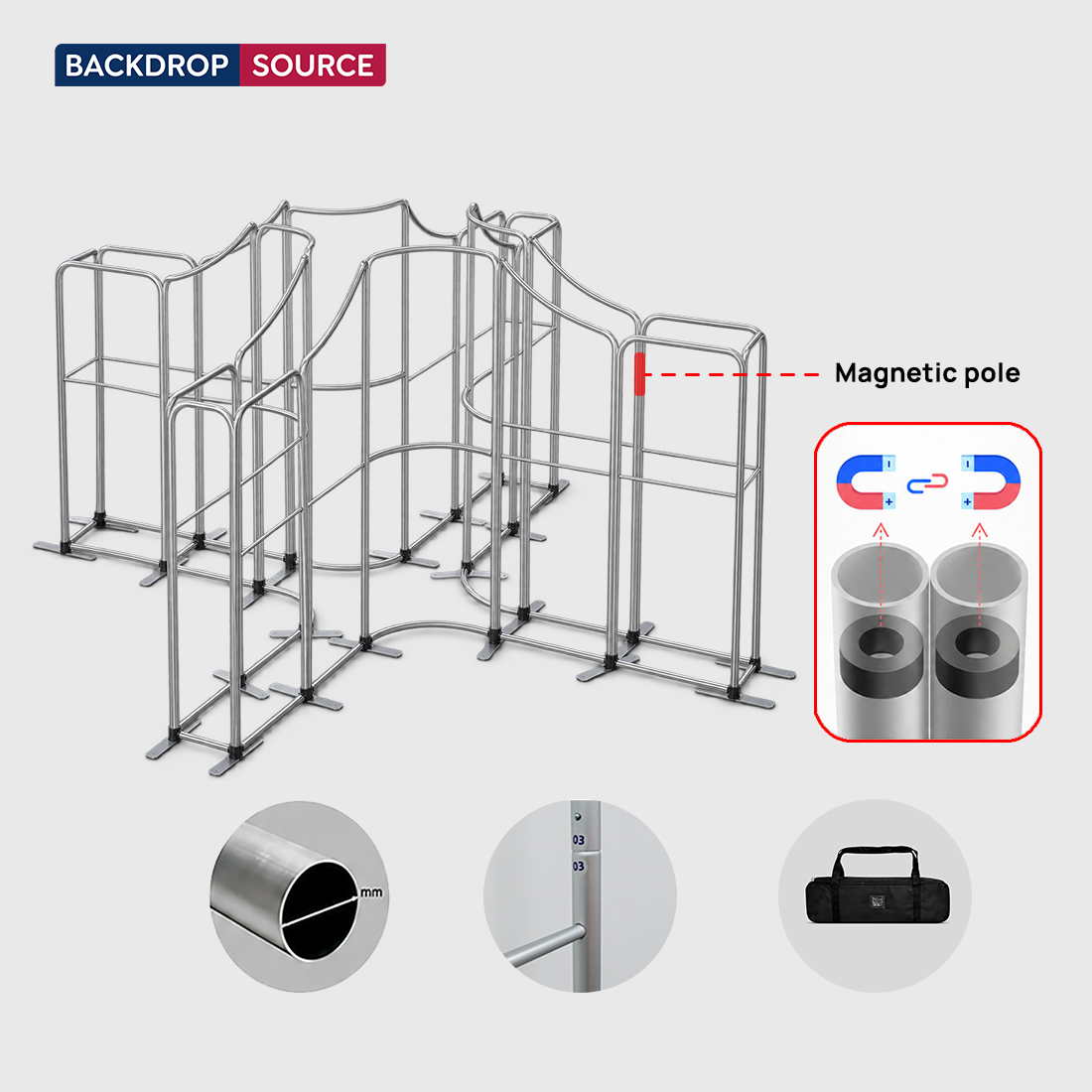 Espositore magnetico in tessuto per stand - Modello 4 (5m x 5m)