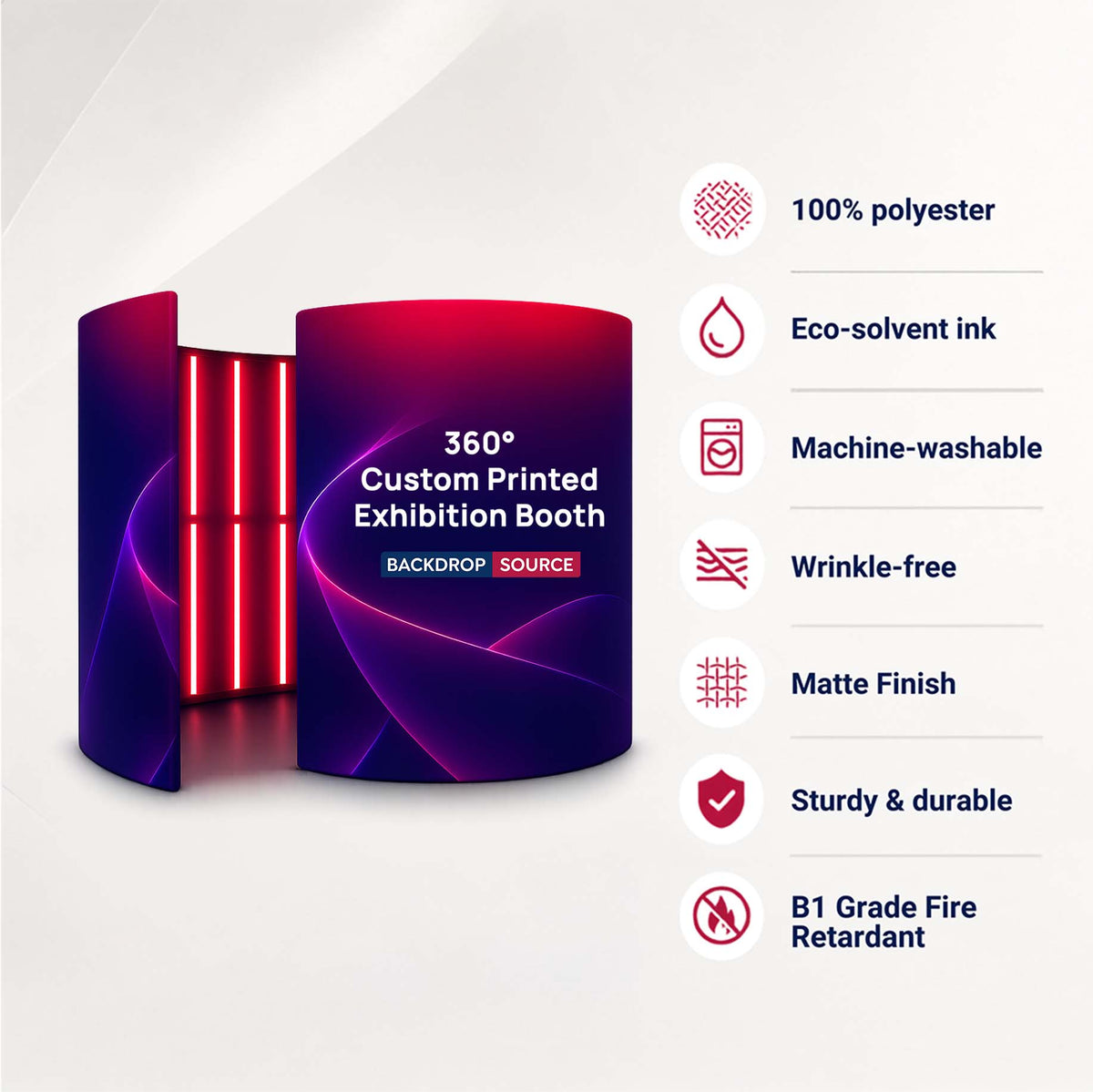 Stand espositivo personalizzato stampato a 360° con luci LED