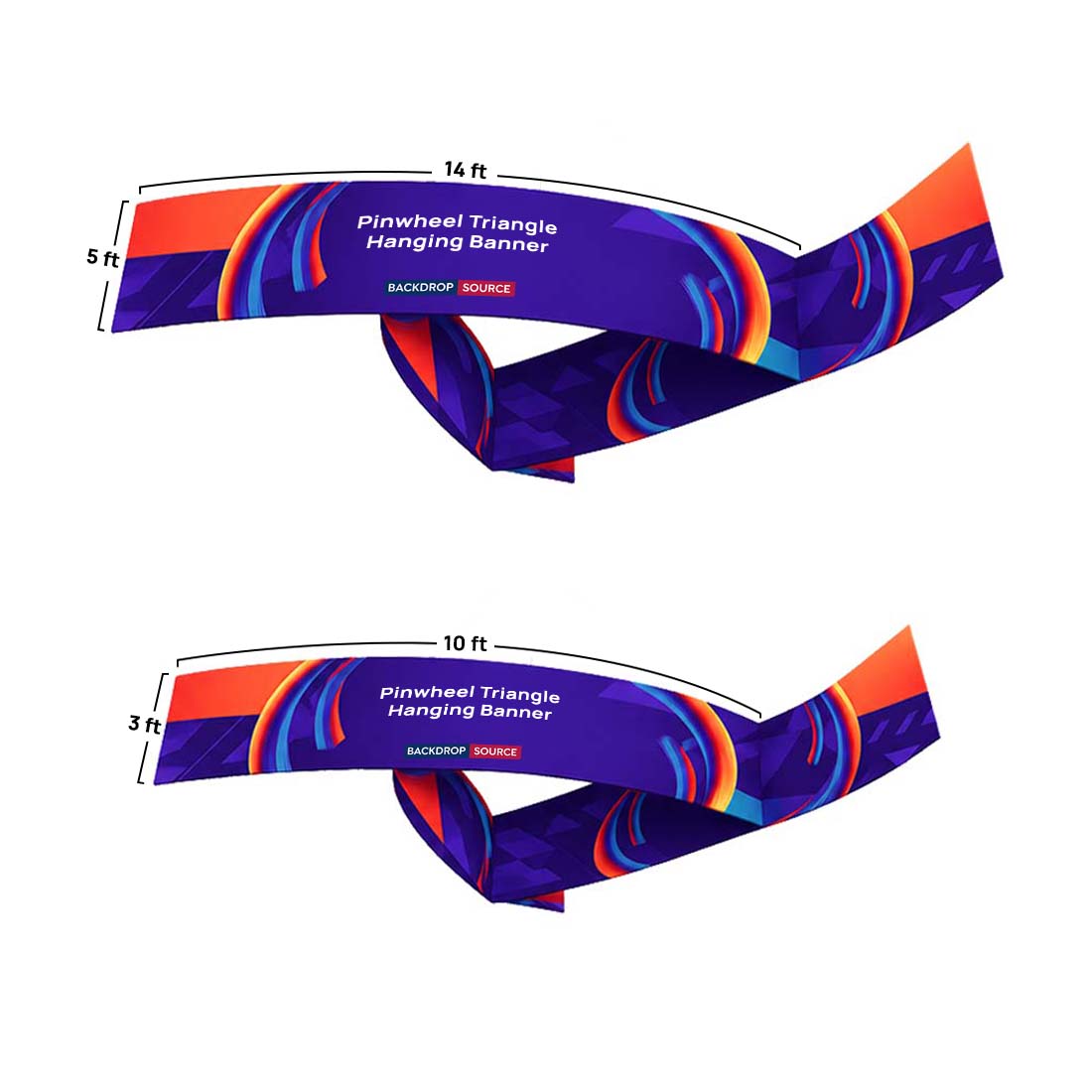 Banner appeso a forma di triangolo con girandola Sky Tube