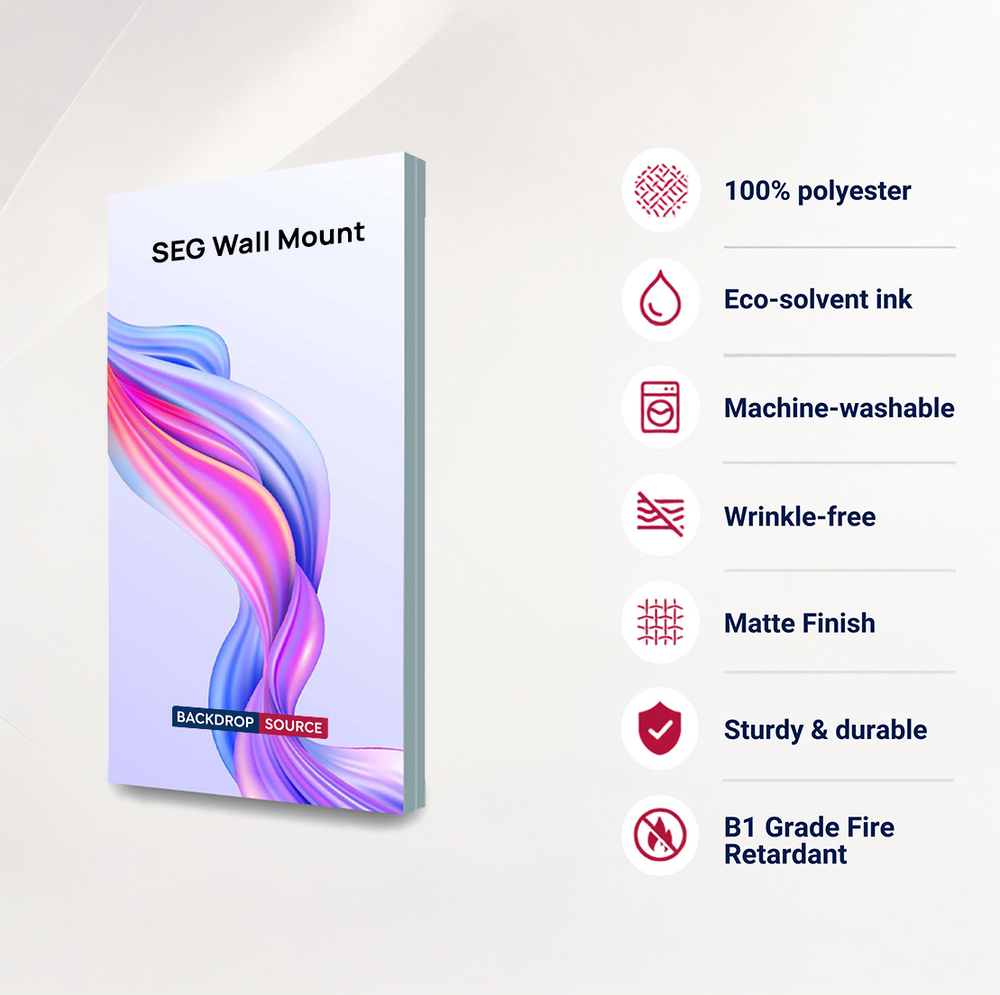 Wall-Mounted SEG Fabric display - 0.8" Depth