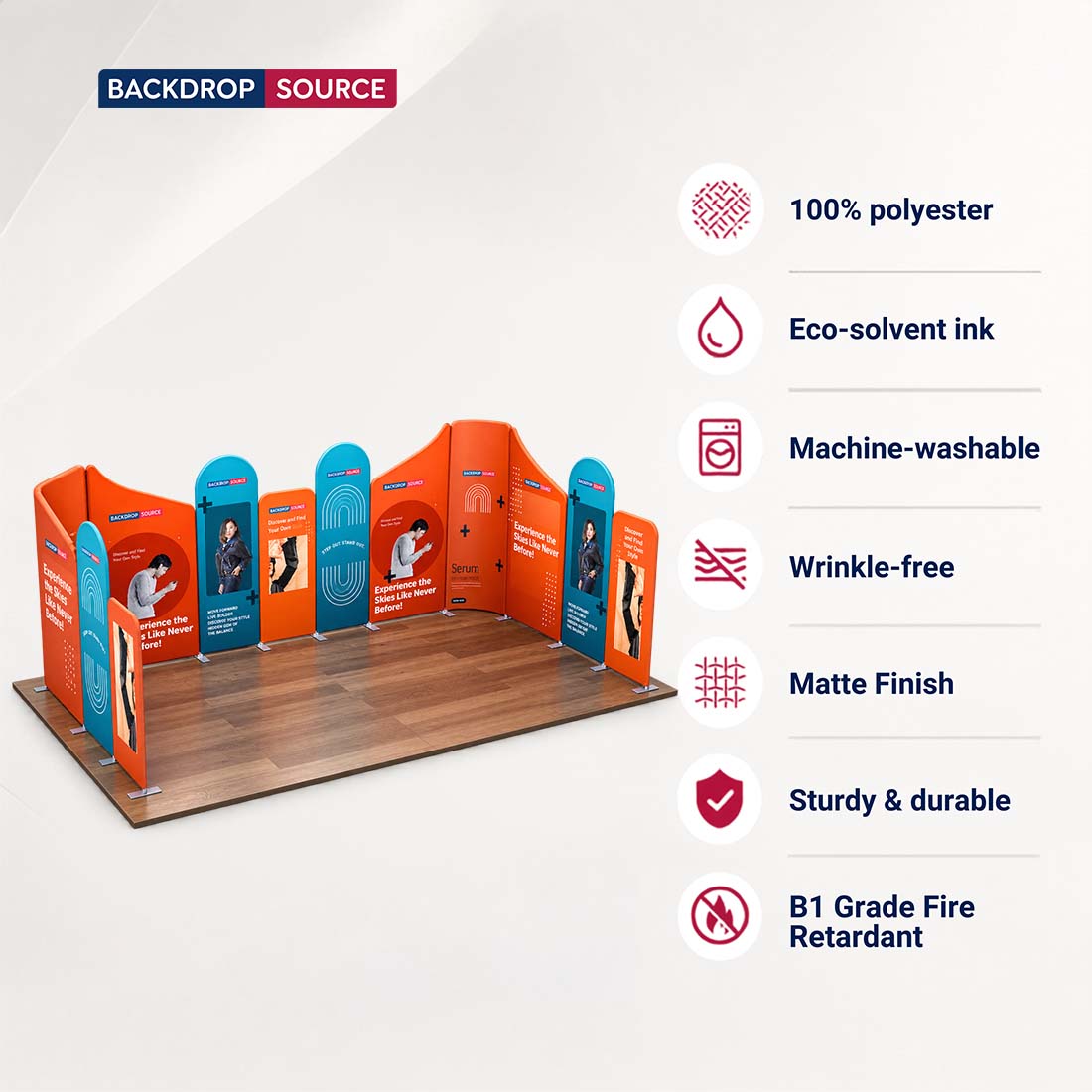 Espositore magnetico in tessuto per stand - Modello 3 (6m x 6m)