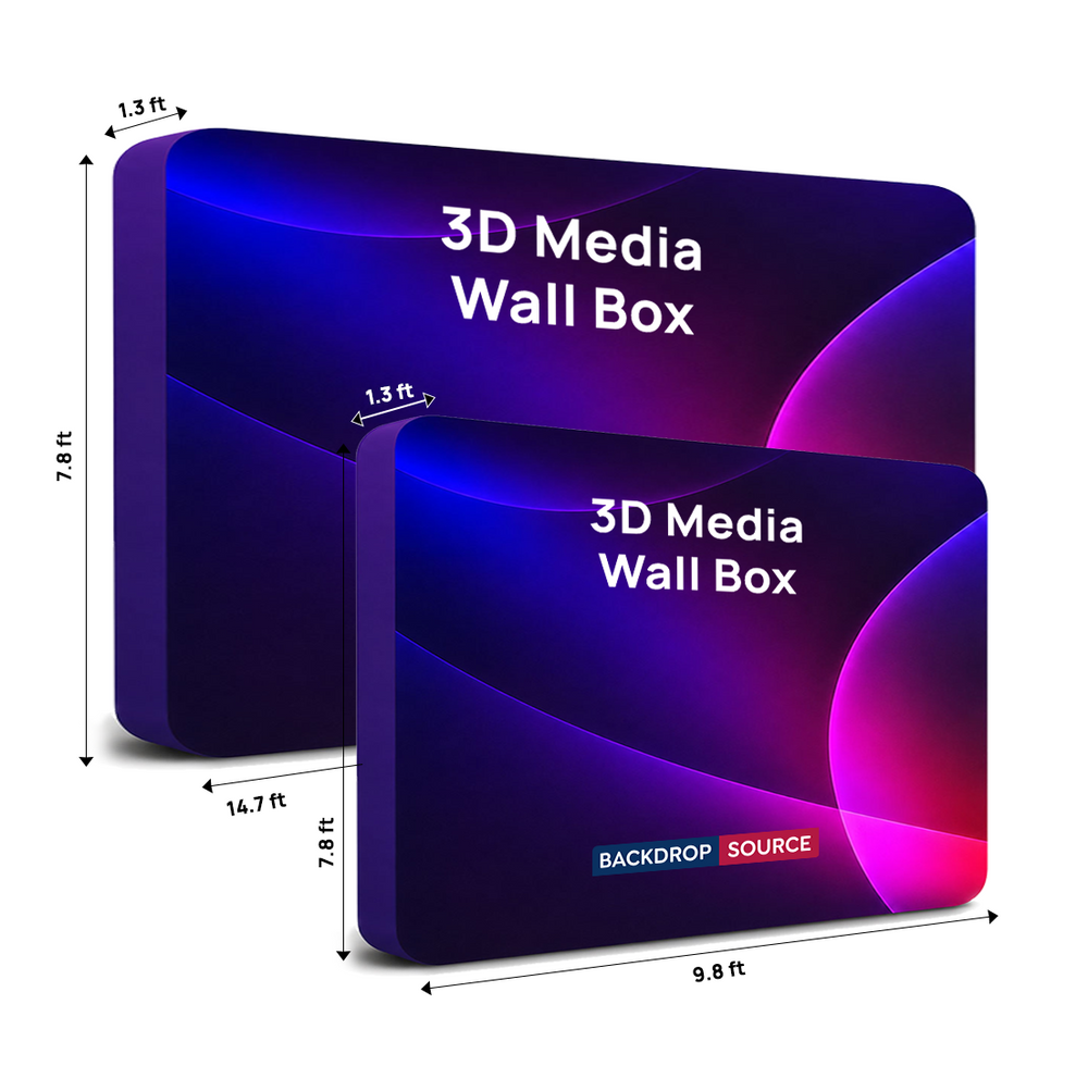 Exhibición multimedia con tejido tensado en caja de pared 3D