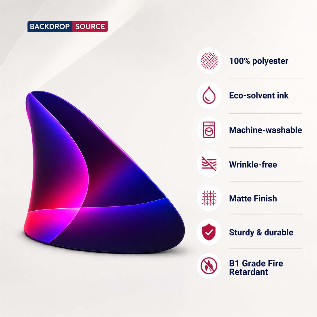 Espositore in tessuto per pod riunioni semicircolare