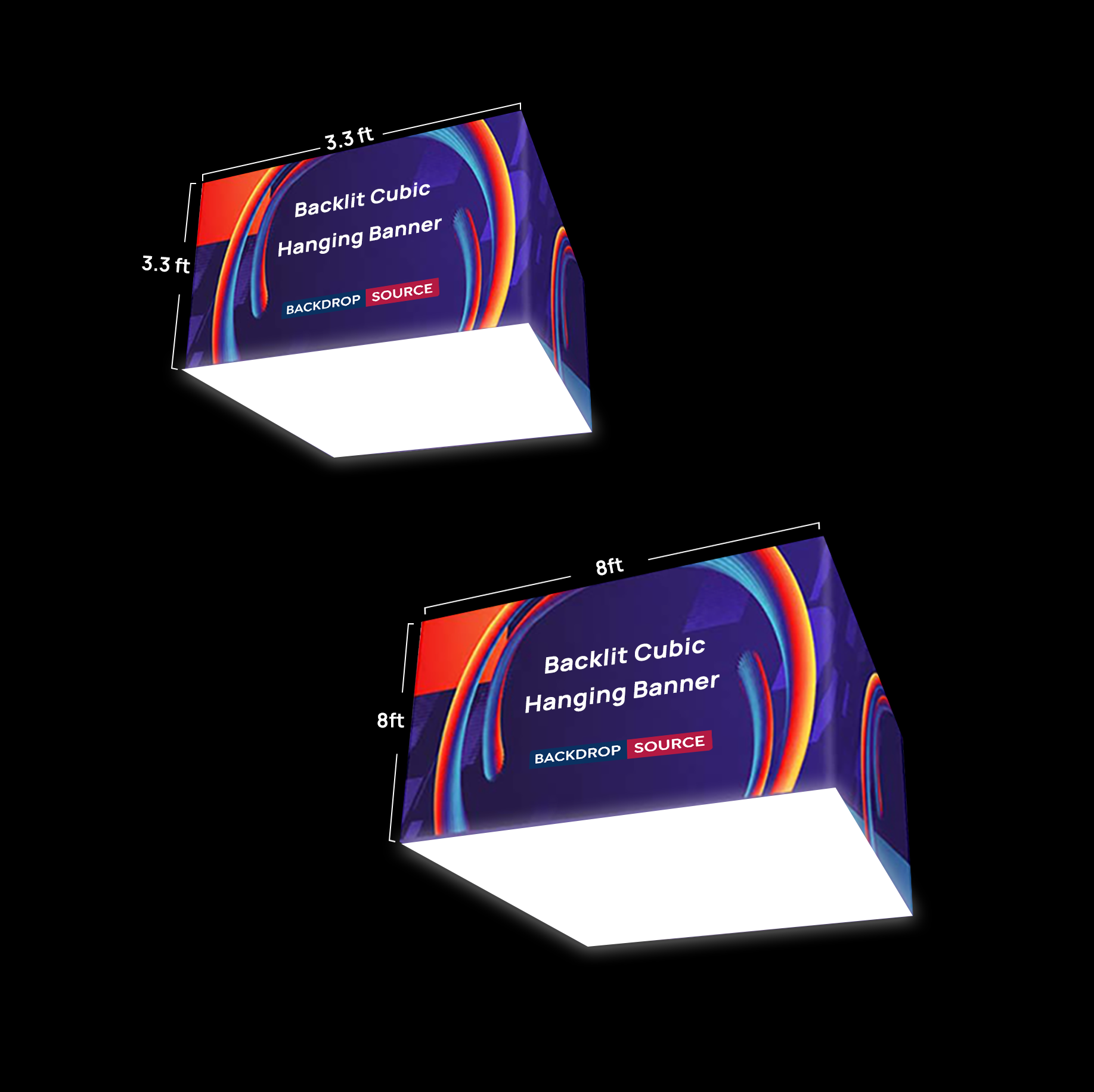 Banner sospeso cubico retroilluminato