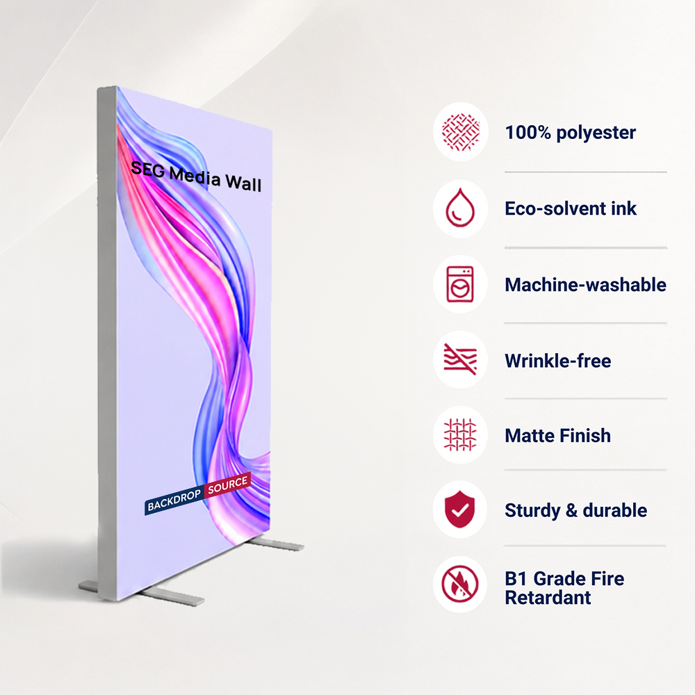 SEG Fabric Media Wall - 4ft W x 6.5ft H