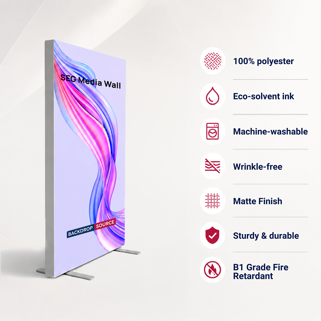 SEG Fabric Media Wall - 4ft W x 6.5ft H