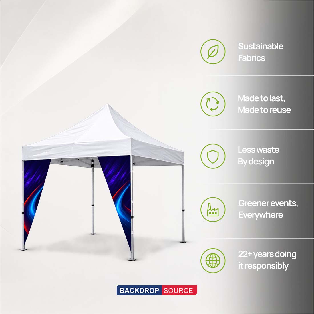 Striscione angolare in tessuto per tenda